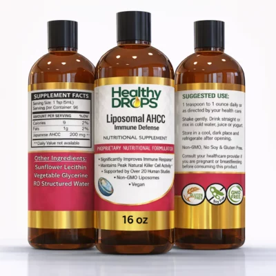 Liposomal AHCC liquid supplement in 16 oz bottle