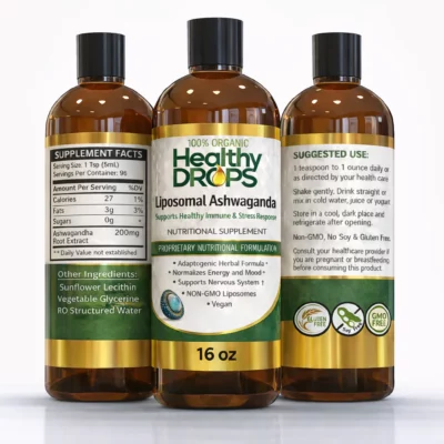 Liposomal ashwagandha liquid supplement in 16 oz bottle