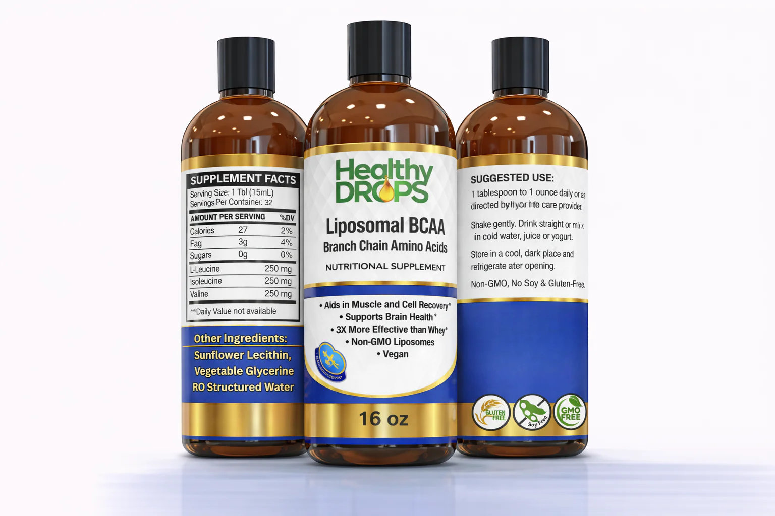Liposomal AHCC liquid supplement in 16 oz bottle