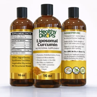 Liposomal curcumin liquid supplement in 16 oz bottle