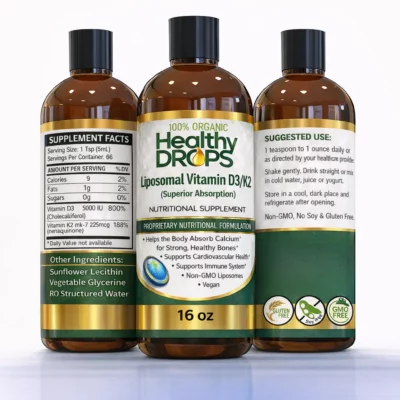 Organic Liposomal D3 K2 | 5000IU D3 & 180mcg K2 MK7 | Liquid Supplement
