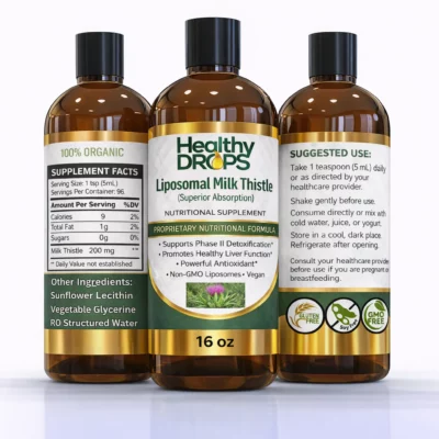 Liposomal milk thistle liquid supplement in 16 oz bottle