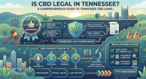 An infographic with a stylized Tennessee border asks "IS CBD LEGAL IN TENNESSEE?