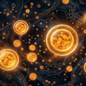 Featured image for the article Liposomal Vitamin C: How It Works and What the Research Says, showing a cross-section illustration of a liposome releasing encapsulated vitamin C molecules through a cell membrane bilayer, with vitamin C molecular structures and research icons in the background.